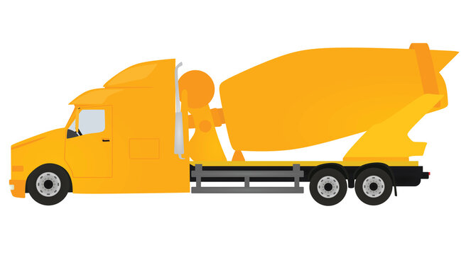 Yellow mixer truck. vector illustration