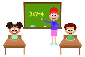 Teachers and adorable students who teach