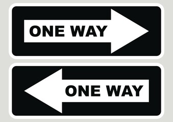 Fototapeta premium road sign,set od two arrows, one way, white and black colors, vector