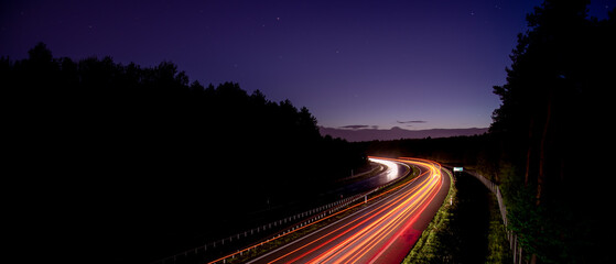 Fototapeta na wymiar lights of cars with night. long exposure, light lines