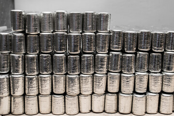a stack of silver metal bars. tin