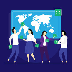 People with Smiley Emoji, International day of Happiness