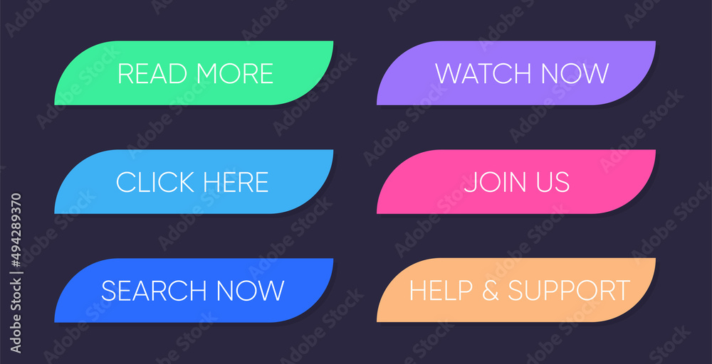 Poster set of multi-colored buttons using the gradient for websites and social pages.