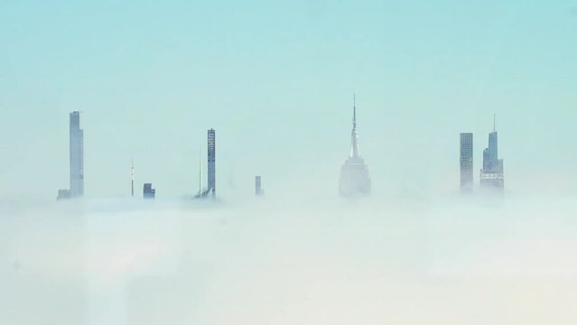 Timelapse of NYC skyline above the clouds