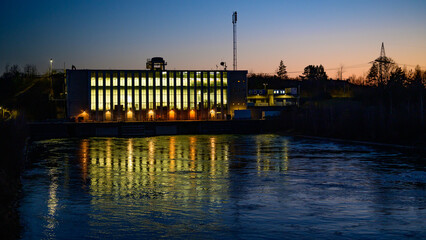 st.pantaleon-erla, austria, 22 march 2022, hydro power plant on the river ennskanal