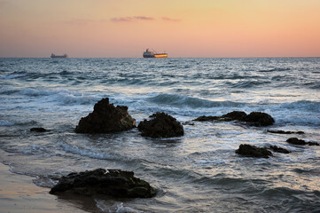 Mediterranean coast in southern Israel near the city of Ashkelon