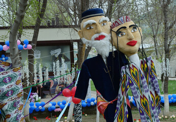 Festive decorations in the national Uzbek style on the celebration of Navruz
