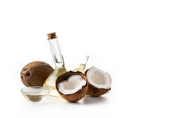 Coconut oil isolated on white background. Copy space