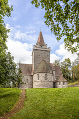Crathie Kirk, a small Victorian Church of Scotland parish church near Balmoral Castle, Aberdeenshire, Scotland UK