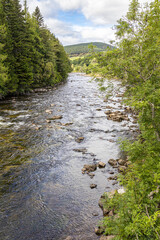 The River Dee near the entrance to Balmoral Castle, Aberdeenshire, Scotland UK