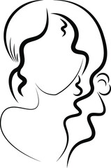 Beautiful woman silhouette with long hair vector illustration
