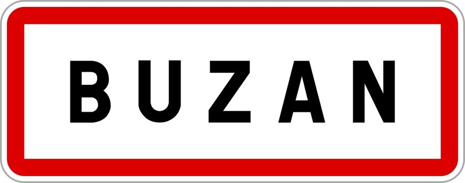 Panneau entrée ville agglomération Buzan / Town entrance sign Buzan