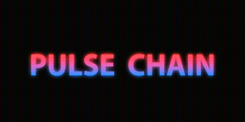 Pulse chain neon glowing sign. Decentralized crypto network