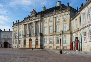 Fototapeta premium Amalienborg, the palace and residence in Copenhagen of the queen of Denmark. Royal Palace.
