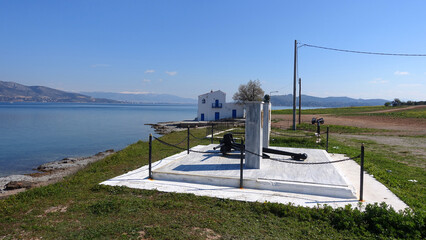 Memorial to hellenic navy of Greece near house of poet Aggelos Sikelianos, Attica, Greece