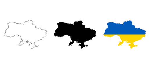 Set of Ukraine map icon, geography blank concept, collection graphic background vector illustration