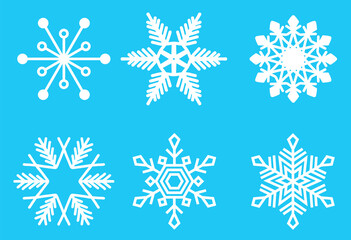Fototapeta na wymiar Flat design holiday snowflakes isolate on blue background. Vector illustration. 
