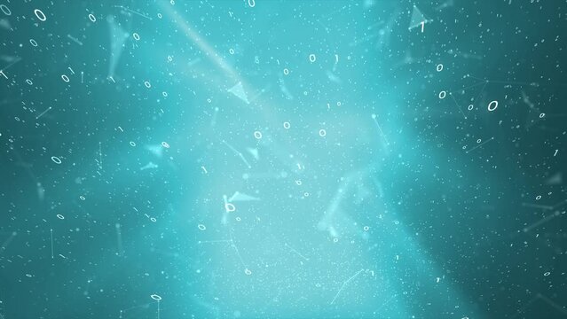 Abstract loop binary data with flickering dots lines animation.