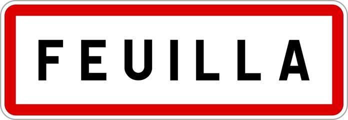 Panneau entrée ville agglomération Feuilla / Town entrance sign Feuilla