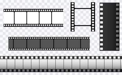 Cinema strip templates. Negative and strip, media filmstrip. Film roll vector, film 35mm, slide film frame