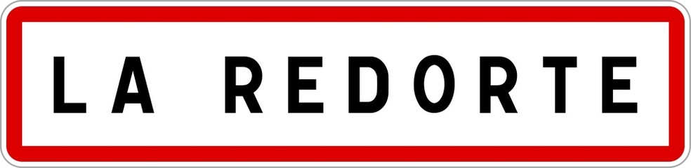 Fototapeta na wymiar Panneau entrée ville agglomération La Redorte / Town entrance sign La Redorte