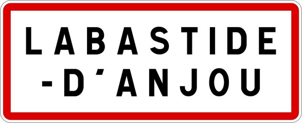 Panneau entrée ville agglomération Labastide-d'Anjou / Town entrance sign Labastide-d'Anjou