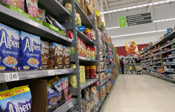Alpen Cereal isle in Asda Larne Superstore Co Antrim Northern Ireland
