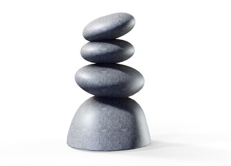 Conceptual of image with meditation stones. This is a 3d render illustration