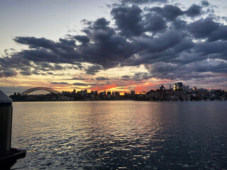 Naklejka premium sunset over the harbour