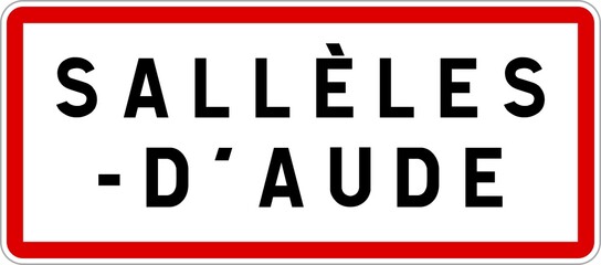 Panneau entrée ville agglomération Sallèles-d'Aude / Town entrance sign Sallèles-d'Aude