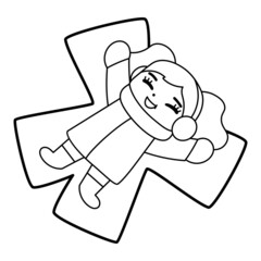 Isolated girl angel snow draw winter kids play enjoy vector illustation