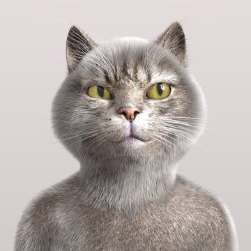 3D-illustration of a cute and funny smiling cartoon cat