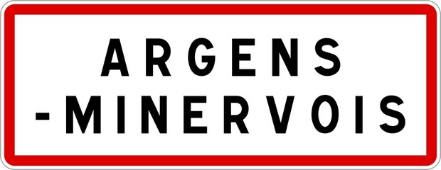 Panneau entrée ville agglomération Argens-Minervois / Town entrance sign Argens-Minervois