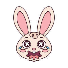 Isolated worried rabbit cartoon avatar Vector illustration