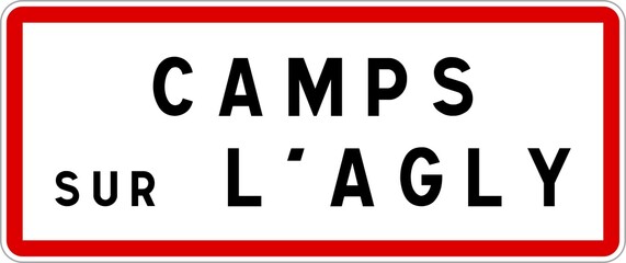 Panneau entrée ville agglomération Camps-sur-l'Agly / Town entrance sign Camps-sur-l'Agly