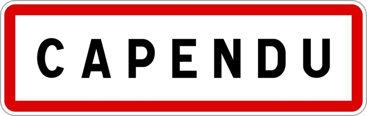 Fototapeta premium Panneau entrée ville agglomération Capendu / Town entrance sign Capendu