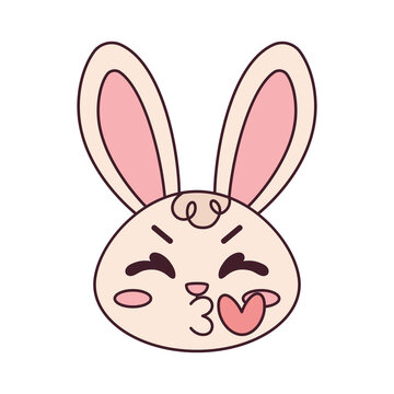 Isolated happy rabbit cartoon avatar throwing a kiss Vector illustration