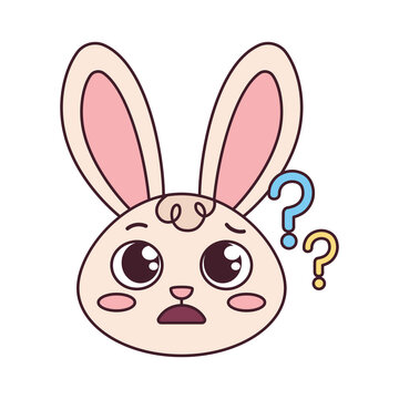 Isolated doubt rabbit cartoon avatar Vector illustration