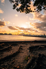 sunset on the beach sea skyline miami usa florida views roots 