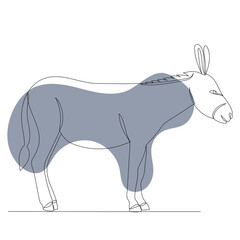 donkey drawing one continuous line vector