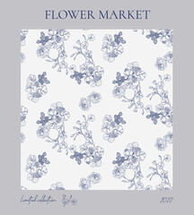 Flower pattern poster in vintage style