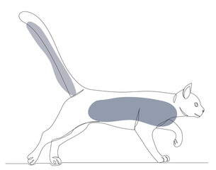 cat drawing one continuous line vector
