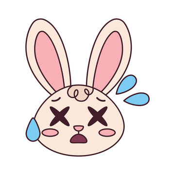 Isolated dead rabbit cartoon avatar Vector illustration