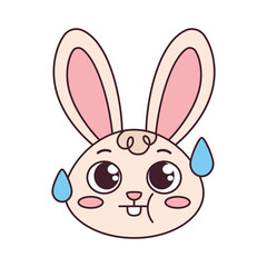 Isolated worried rabbit cartoon avatar Vector illustration