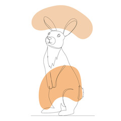 rabbit drawing one continuous line vector