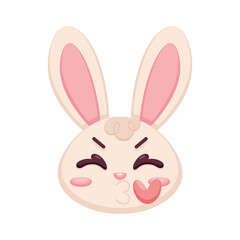 Isolated happy rabbit cartoon avatar throwing a kiss Vector illustration