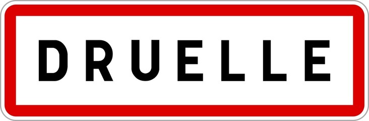 Panneau entrée ville agglomération Druelle / Town entrance sign Druelle