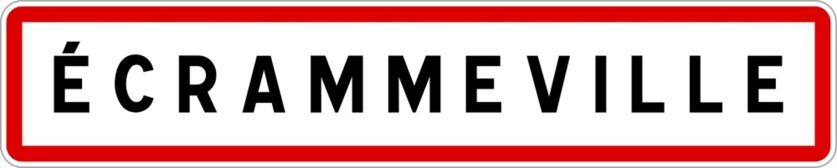 Panneau entrée ville agglomération Écrammeville / Town entrance sign Écrammeville