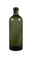 Old green wine bottle isolated on white