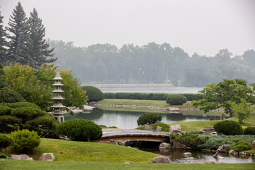 Beautiful Japanese garden landscape in summer